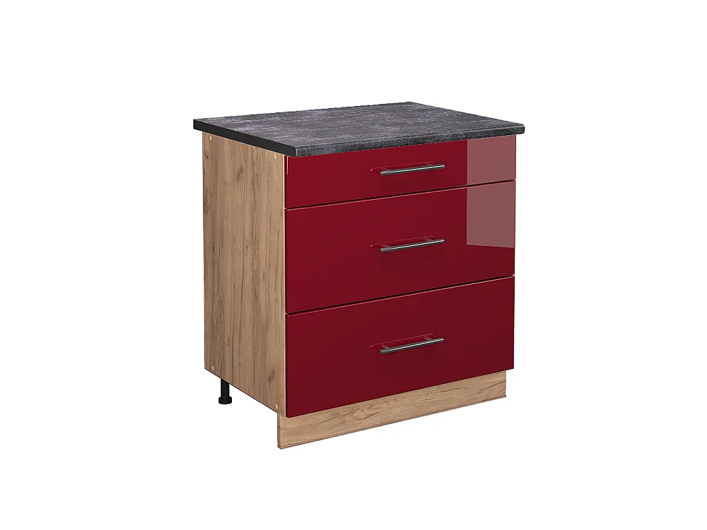 Meuble cuisine rouge bordeaux haute brillance 80x60x82 fame-line