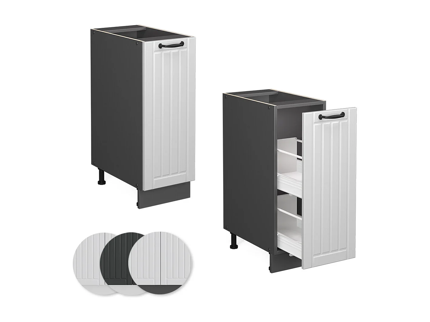 Meuble de cuisine blanc campagne 30x60x82 fame-line