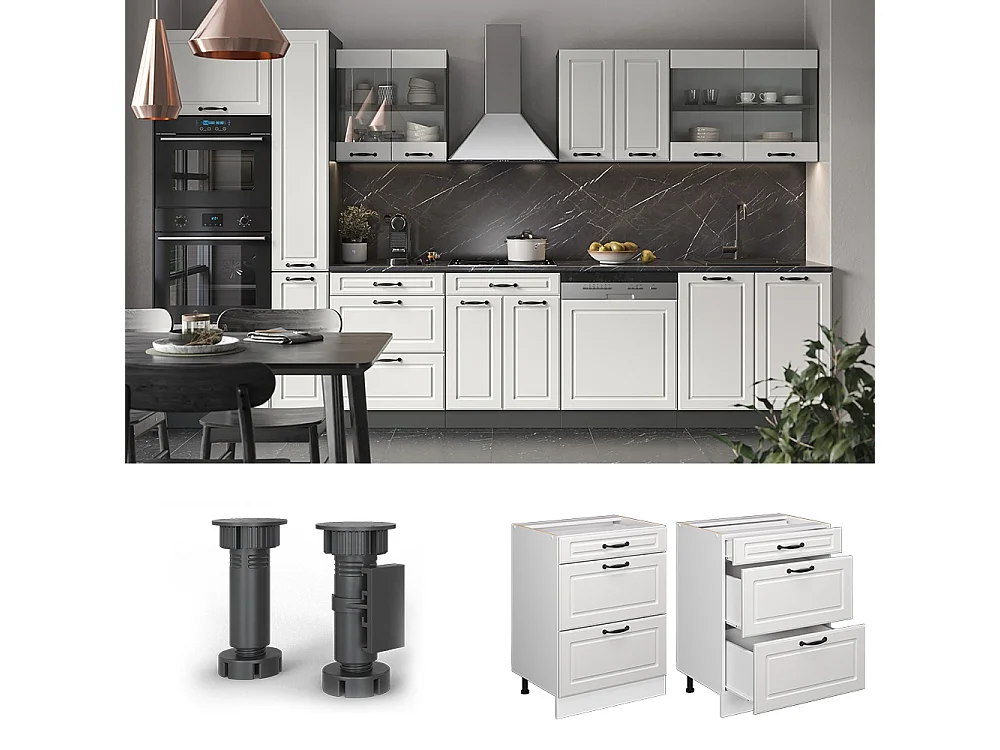 Meuble cuisine blanc campagne 60x46x81.6 r-line