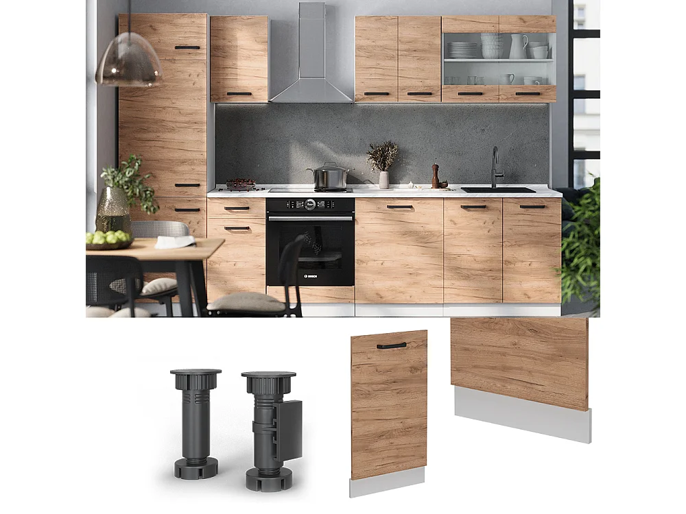 Façade de lave-vaisselle chêne de force doré 45x1.6x81.8 r-line