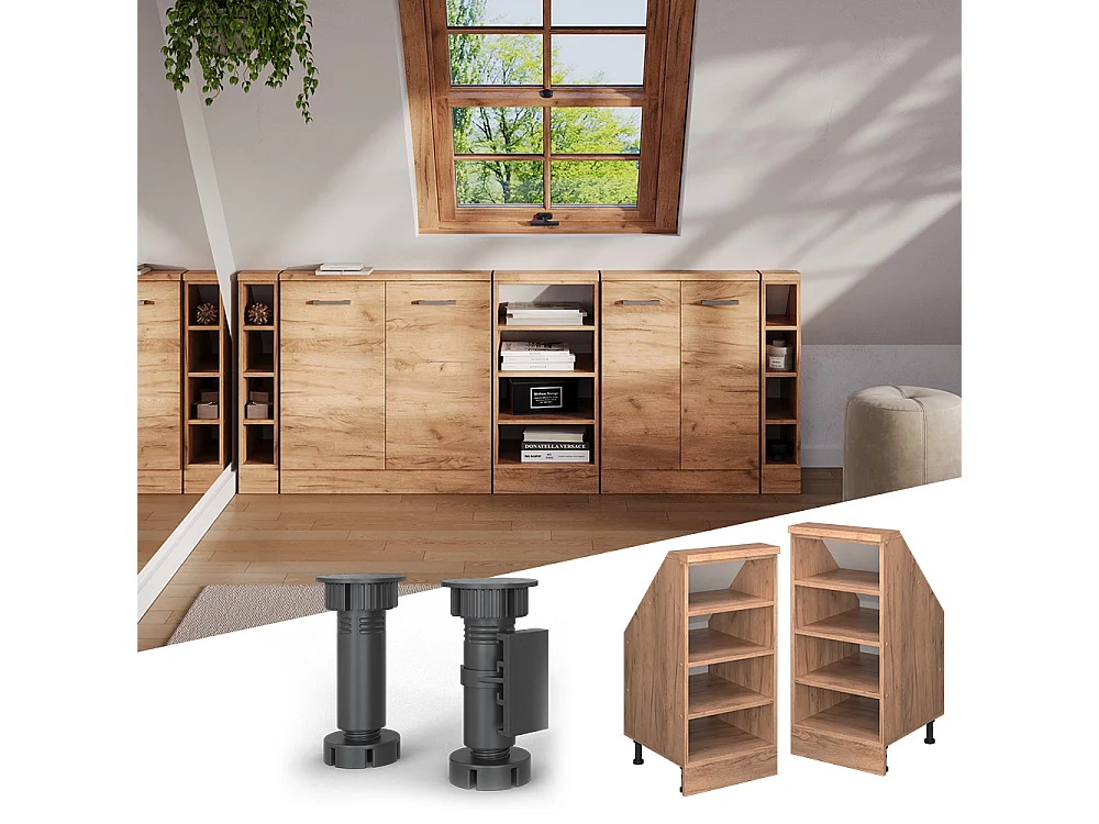 Keukenkast voor schuine wand krachtige eik goud 40x46x81.6 r-line