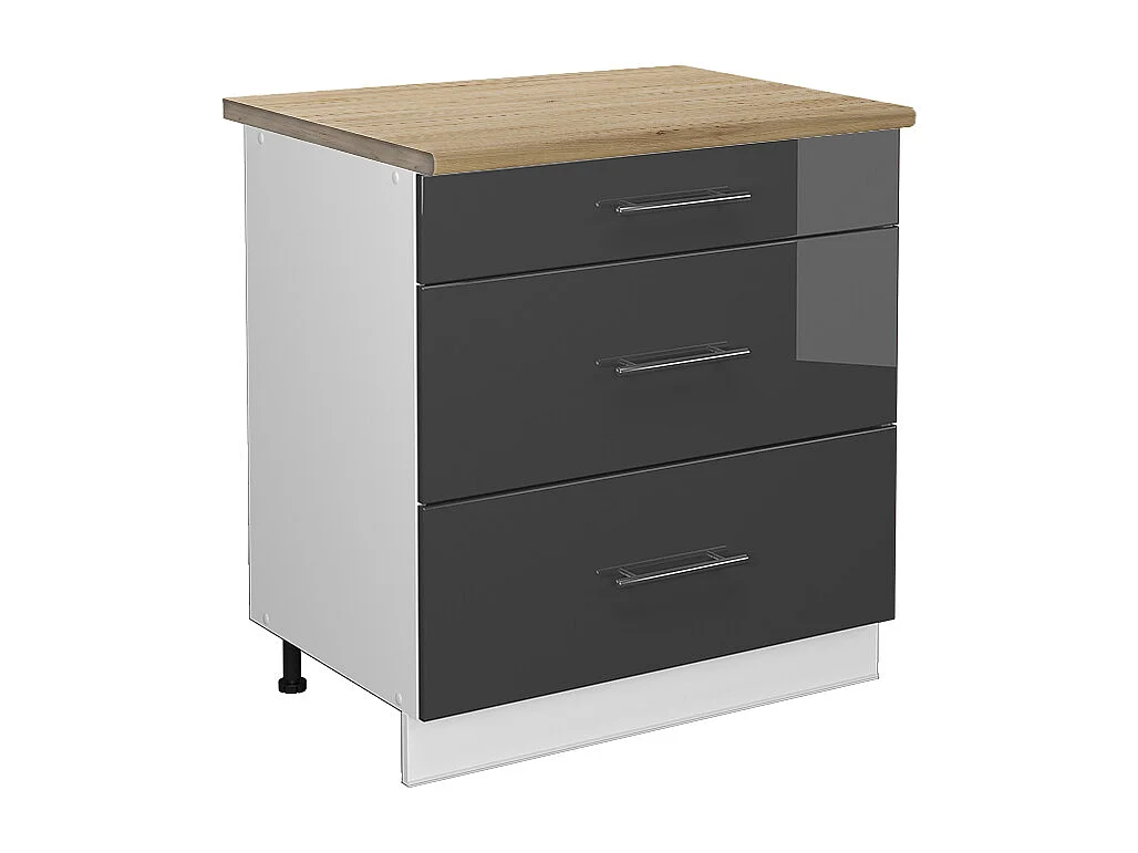 Meuble cuisine anthracite haute brillance 80x60x82 fame-line