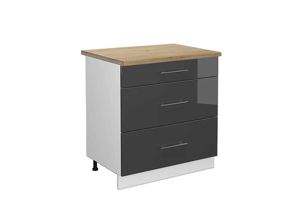 Mueble bajo de cocina antracita alto brillo 80x60x82 fame-line