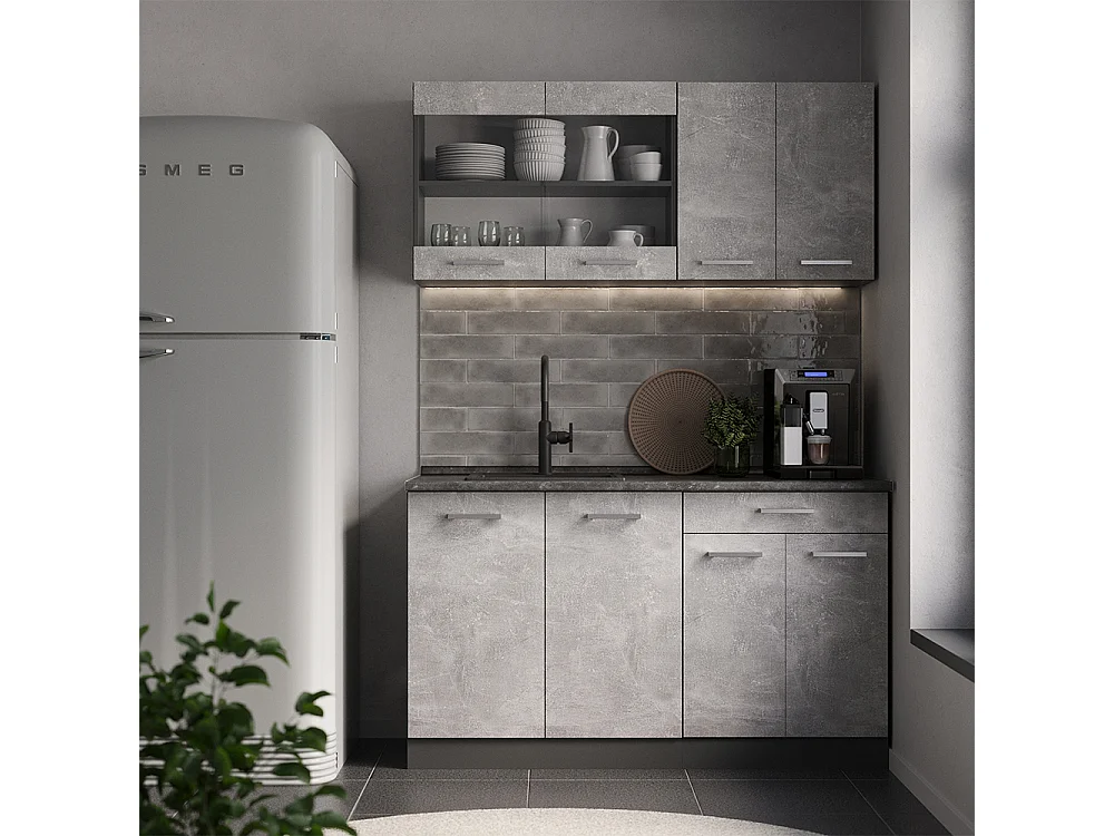 Armario de cocina para techo inclinado hormigón 120x46x81.6 r-line