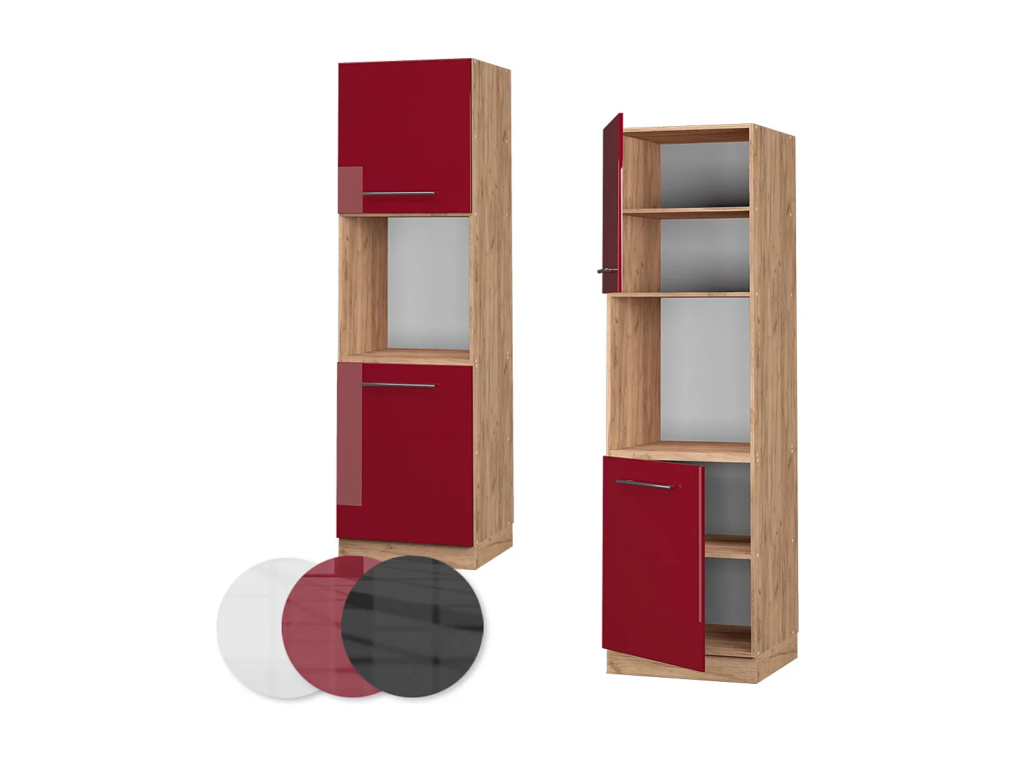 Armario para horno empotrado rojo burdeos alto brillo 60x58x206.8 fame-line