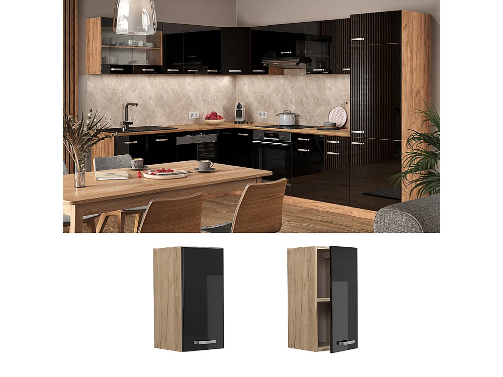 Armario colgante negro brillo intenso 30x31x60 r-line