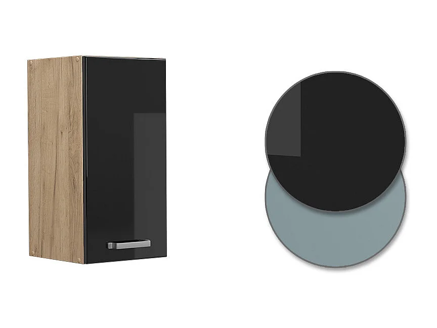 Elément haut de cuisine noir haute brillance 30x31x60 r-line