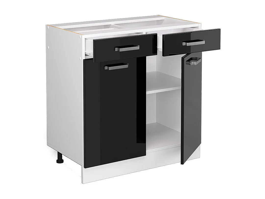 Mueble bajo de cocina negro brillo intenso 80x60x81.6 r-line