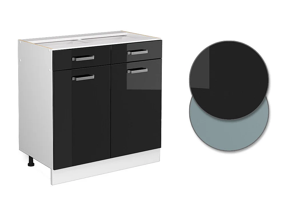 Mueble bajo de cocina negro brillo intenso 80x60x81.6 r-line