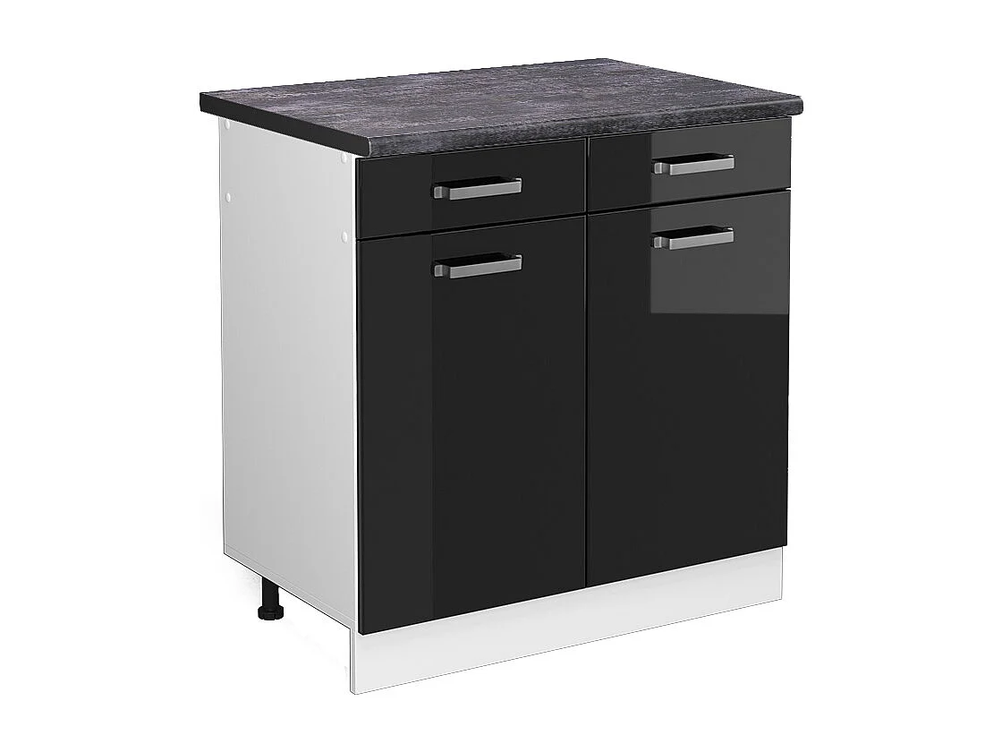 Meuble cuisine noir haute brillance 80x60x81.6 r-line