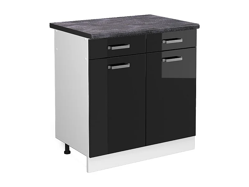Mobiletto base per cucina nero lucido 80x60x81.6 r-line