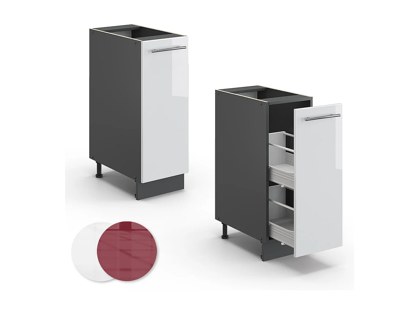 Meuble de cuisine blanc haute brillance 30x51.6x82 fame-line