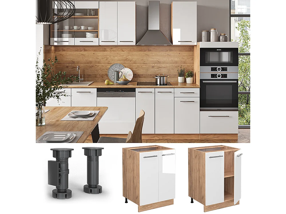 Mobiletto base cucina bianco lucido 60x60x82 fame-line