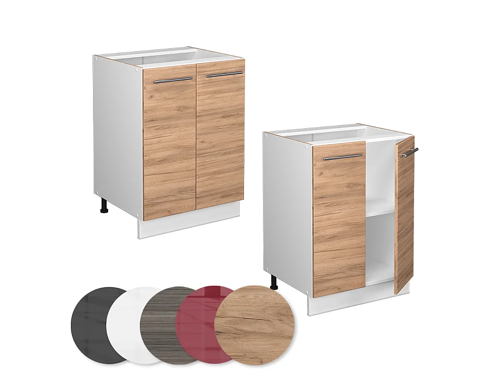 Meuble bas de cuisine chêne de force doré 60x51.6x82 fame-line