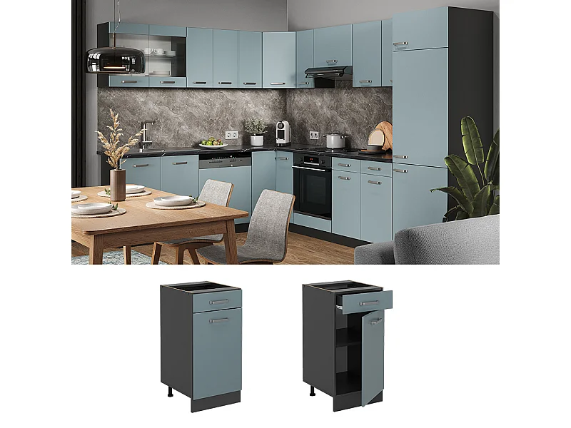Mueble bajo de cocina gris azulado 40x46x81.6 r-line