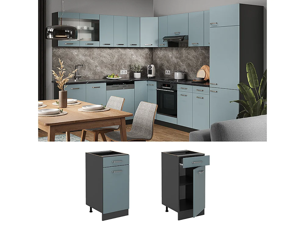 Meuble cuisine bleu-gris 40x46x81.6 r-line