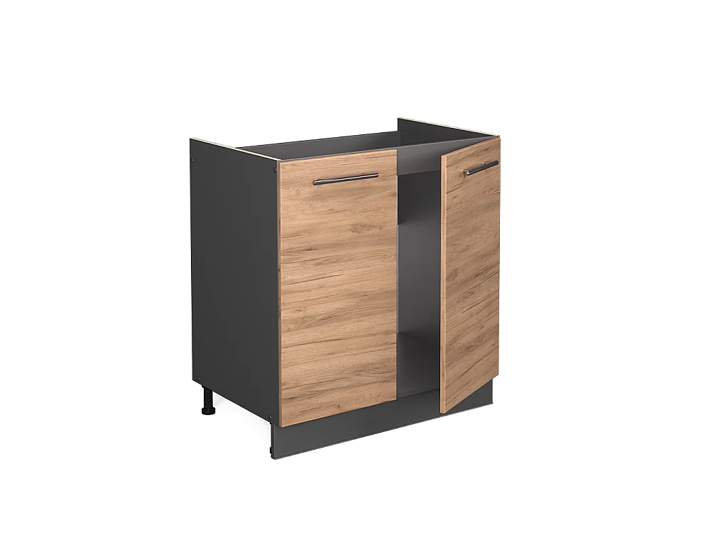 Meuble bas sous-évier chêne de force doré 80x51.6x82 fame-line