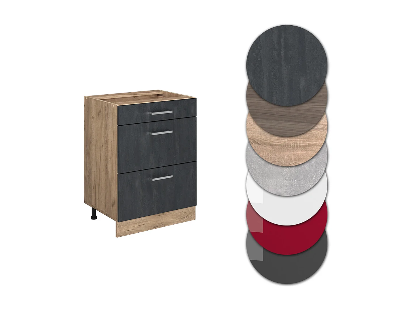 Mueble bajo de cocina hormigón negro 60x60x81.6 r-line