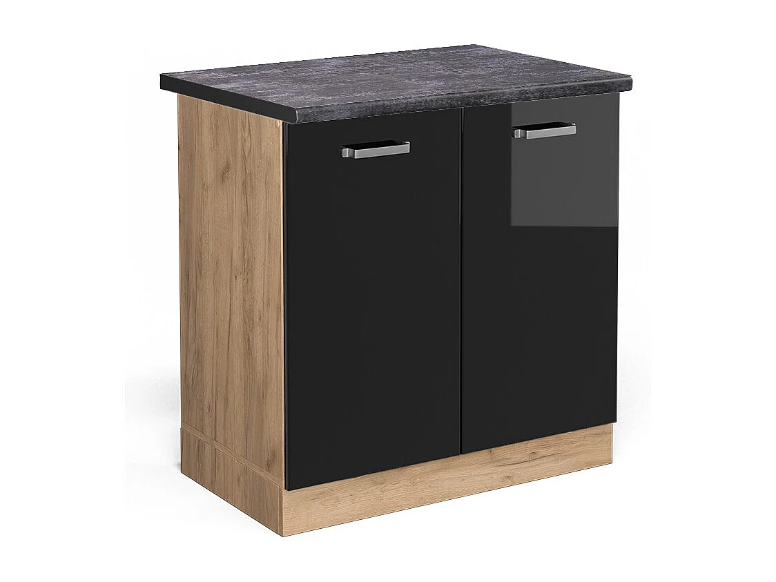 Meuble bas sous-évier noir haute brillance 80x60x81.6 r-line