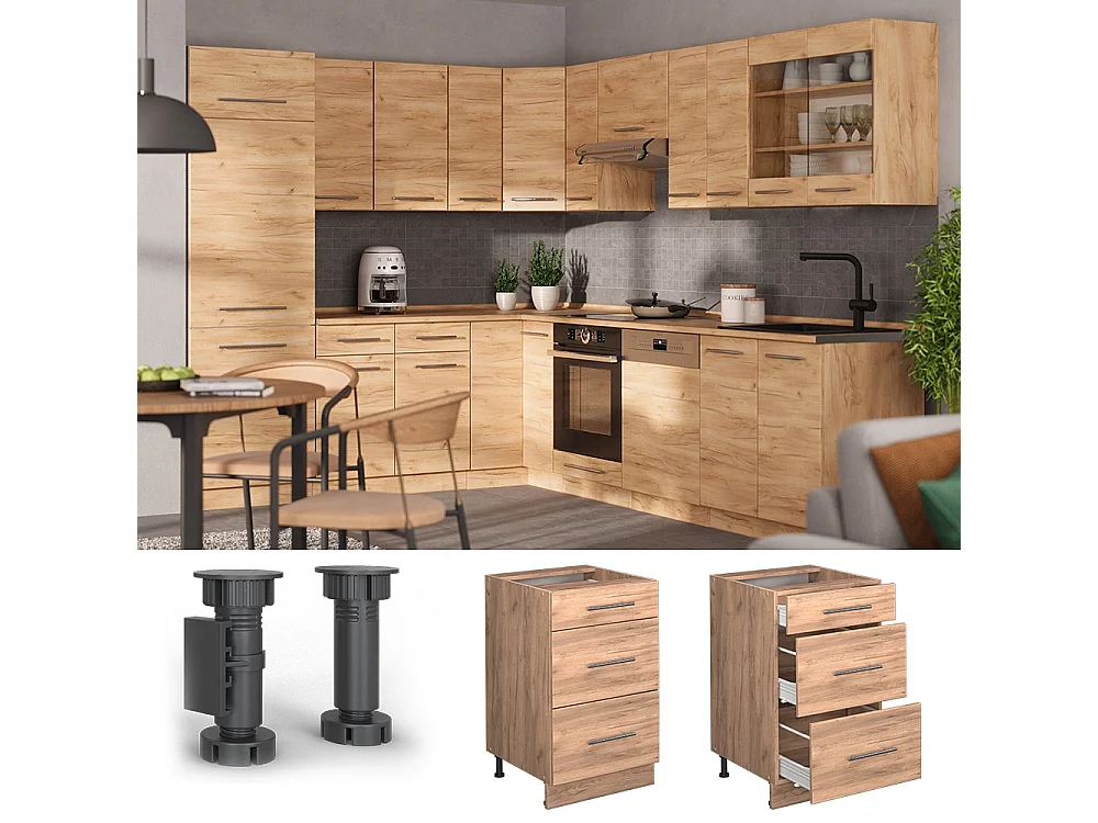 Mueble bajo de cocina roble dorado 50x51.6x82 fame-line
