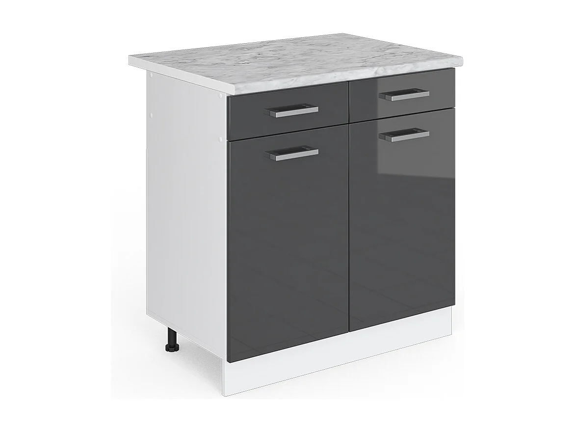 Armário baixo de cozinha antracite alto brilho 80x60x81.6 r-line