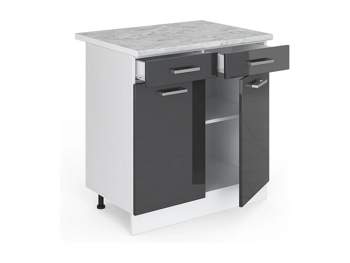 Armário baixo de cozinha antracite alto brilho 80x60x81.6 r-line