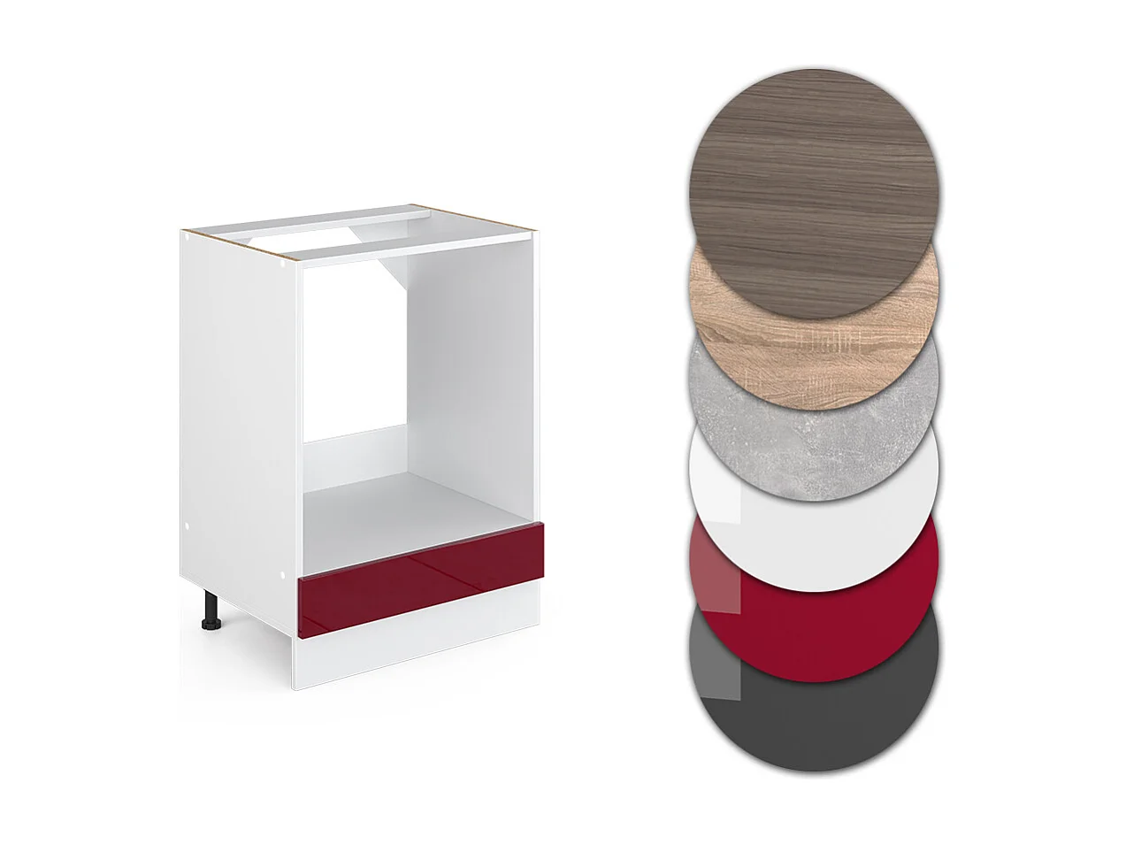 Armario para horno empotrado rojo de alto brillo 60x46x81.6 r-line