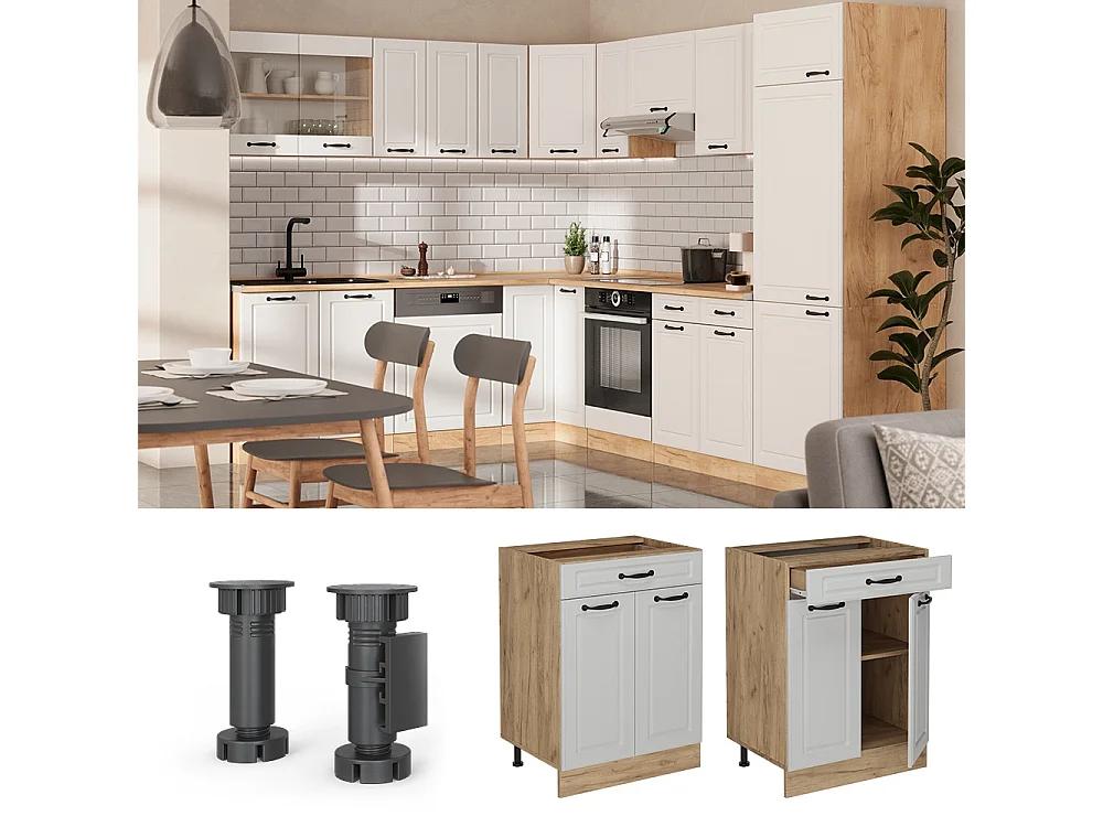 Mueble bajo de cocina blanco casa de campo 60x60x81.6 r-line