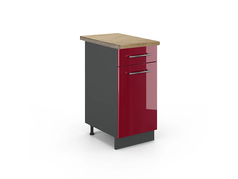 Meuble cuisine rouge bordeaux haute brillance 40x60x82 fame-line