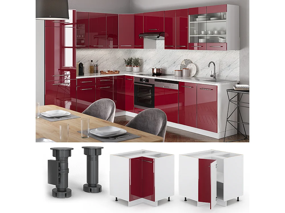 Meuble dangle rouge bordeaux haute brillance 80.5x60x82 fame-line