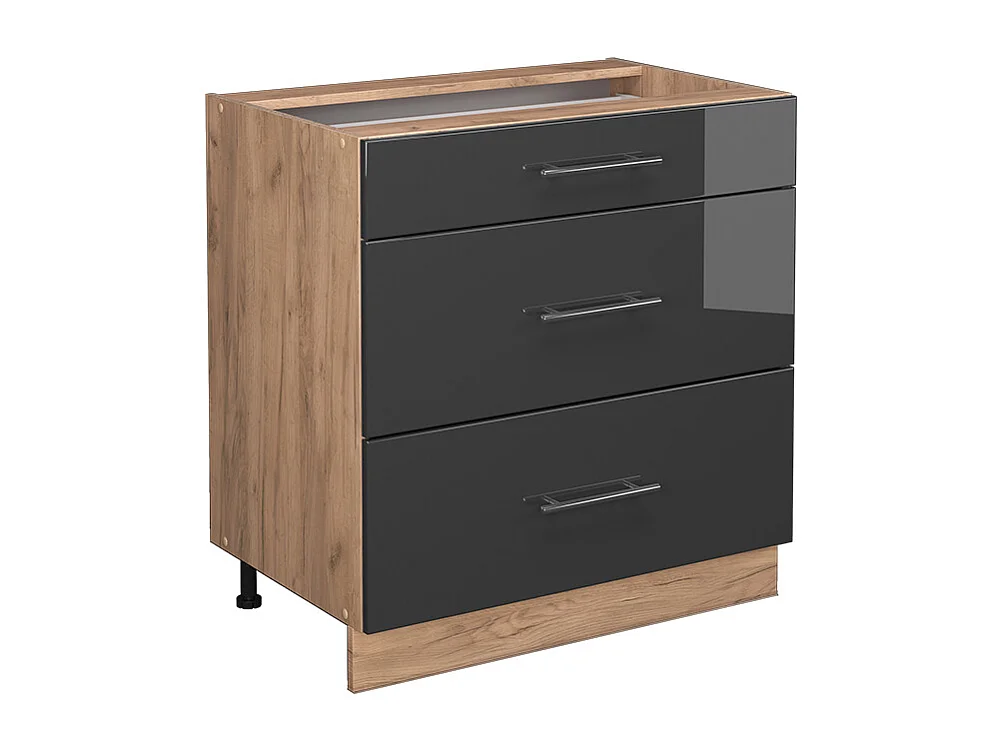 Meuble cuisine anthracite haute brillance 80x51.6x82 fame-line