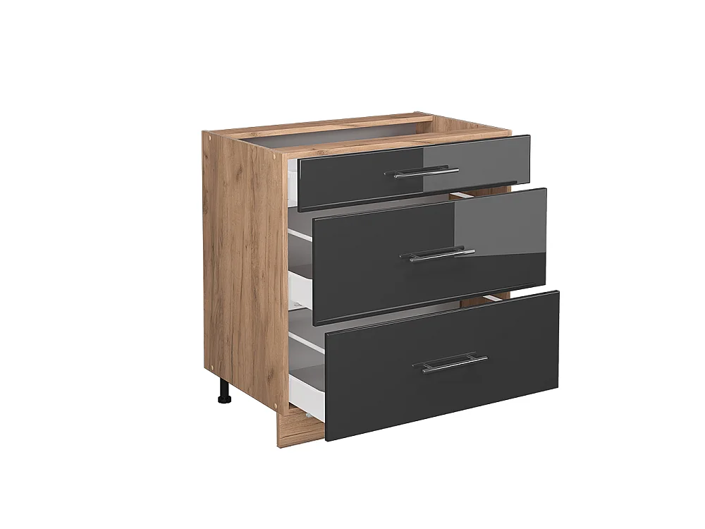 Meuble cuisine anthracite haute brillance 80x51.6x82 fame-line