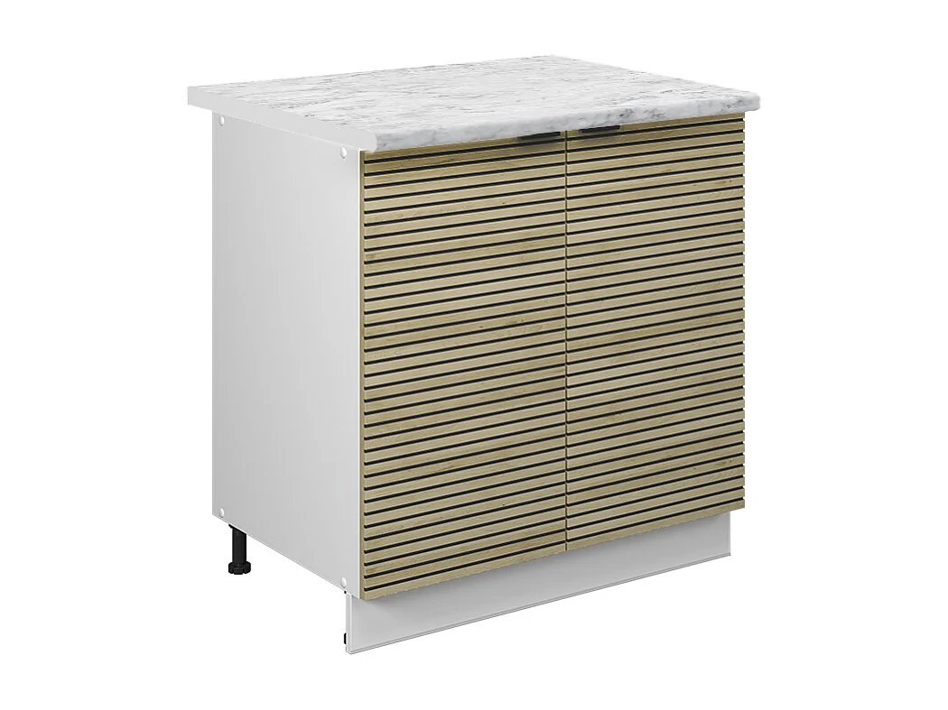 Meuble bas sous-évier panneau en chêne 80x60x82 fame-line