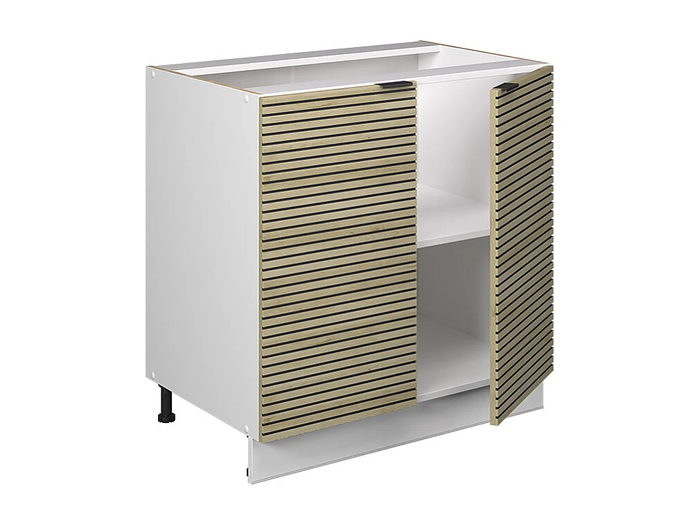 Meuble bas sous-évier panneau en chêne 80x60x82 fame-line