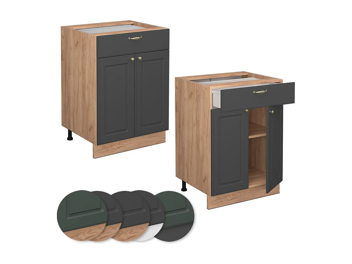 Mueble bajo de cocina antracita-oro 60x51.6x82 fame-line