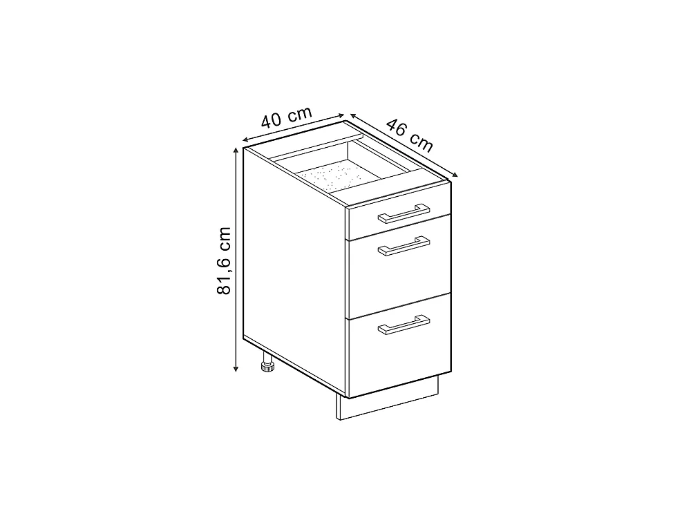 Meuble cuisine anthracite haute brillance 40x46x81.6 r-line