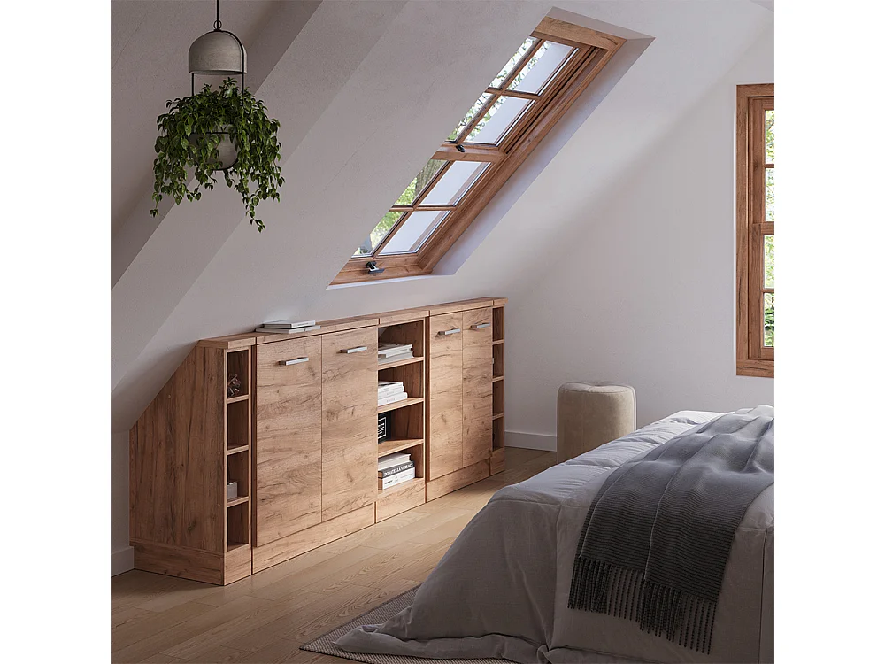 Meuble sous pente chêne de force doré 210x46x81.6 r-line