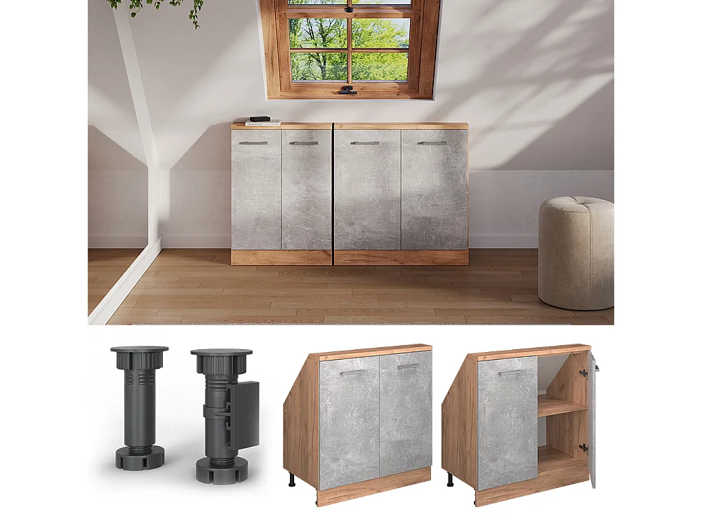 Armario de cocina para techo inclinado hormigón 80x46x81.6 r-line