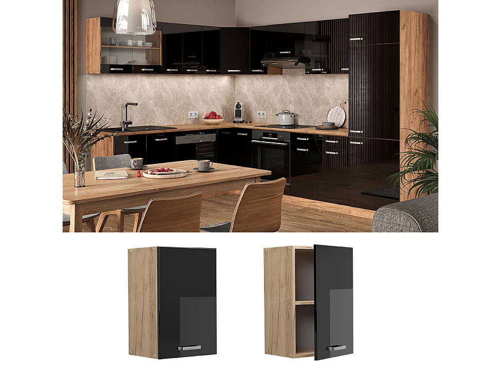 Armario colgante negro brillo intenso 40x31x60 r-line