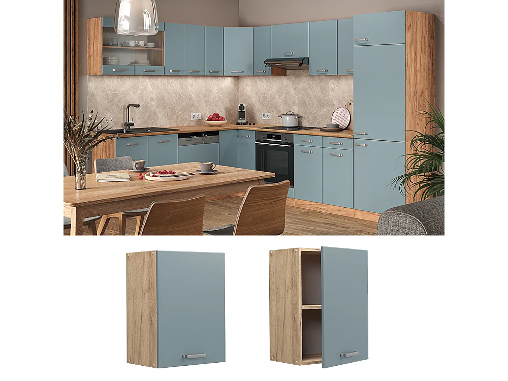 Elément haut de cuisine bleu-gris 45x31x60 r-line
