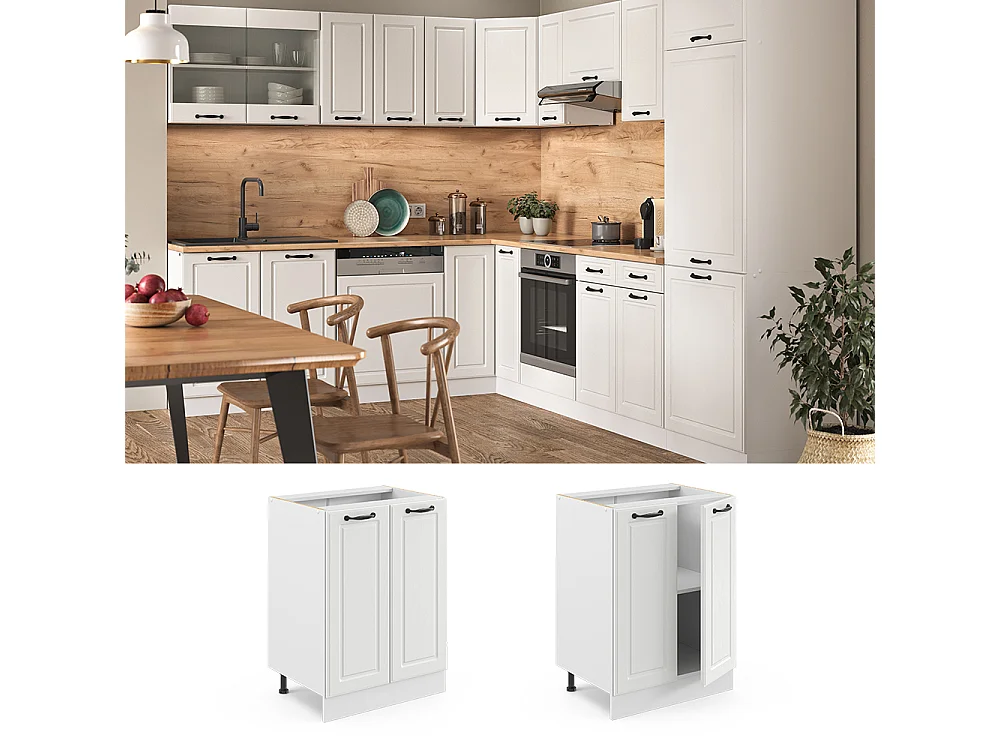 Meuble bas de cuisine blanc campagne 60x60x81.6 r-line