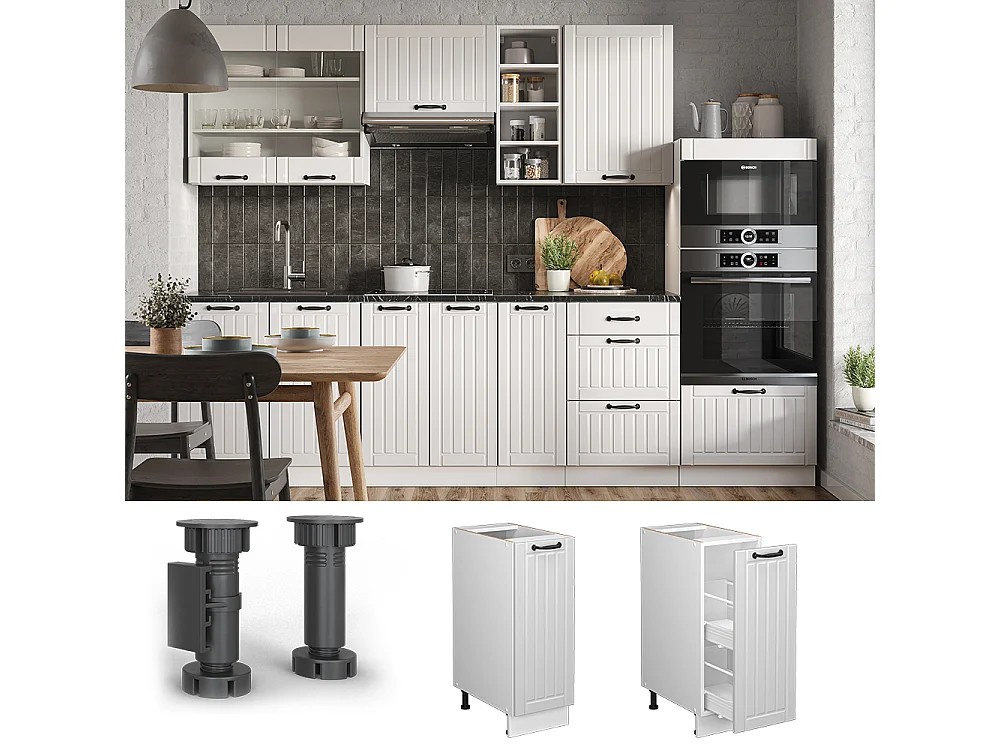 Meuble de cuisine blanc campagne 30x60x82 fame-line