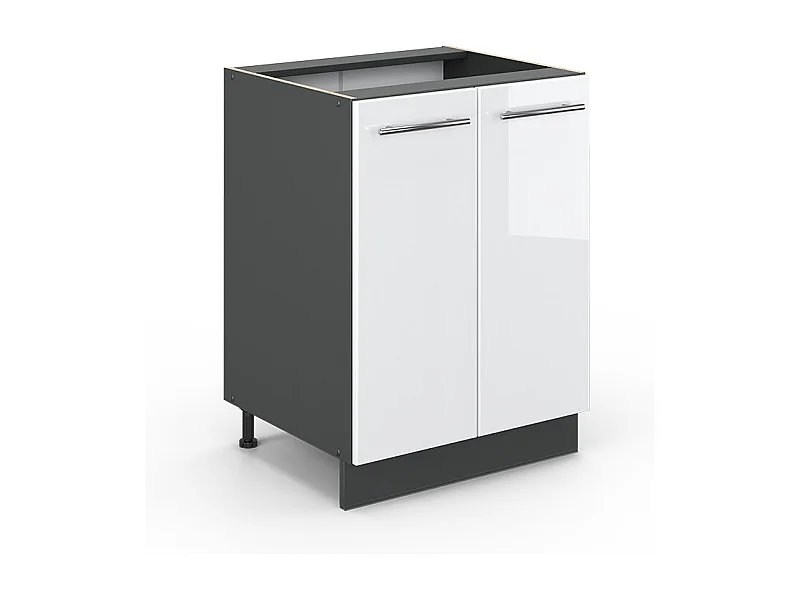 Meuble bas de cuisine blanc haute brillance 60x51.6x82 fame-line