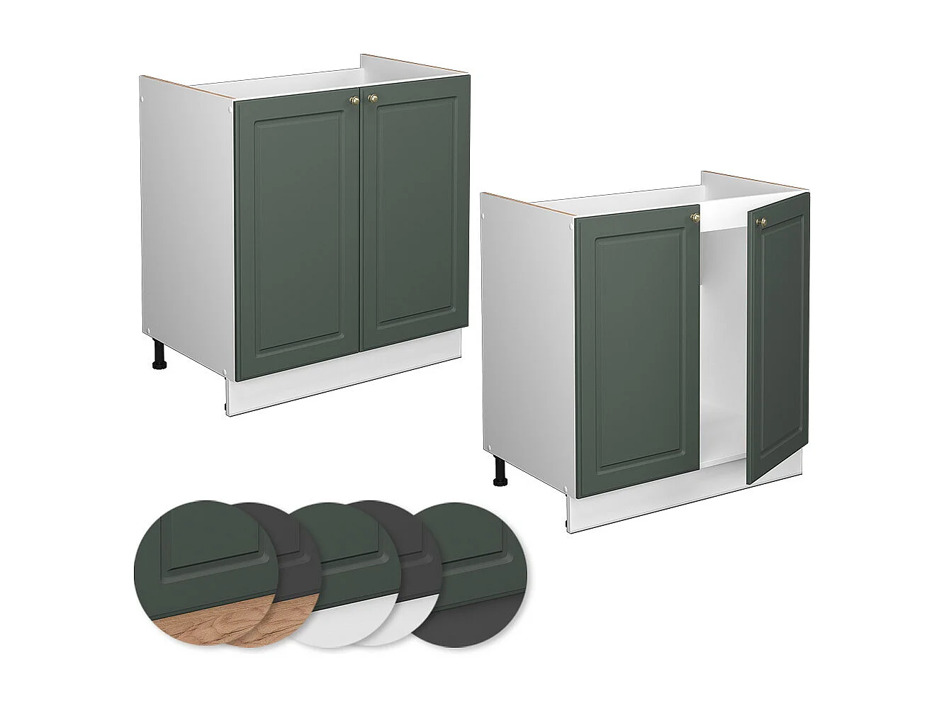 Mobile lavello cucina verde-oro country house 80x51.6x82 fame-line