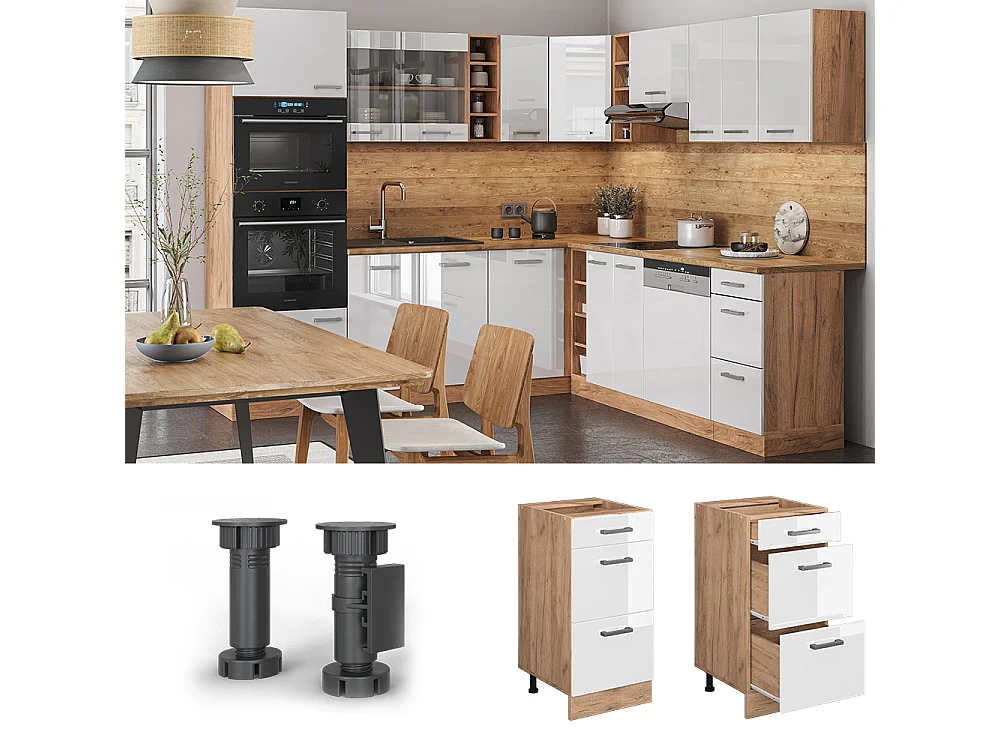 Meuble cuisine blanc haute brillance 40x60x81.6 r-line