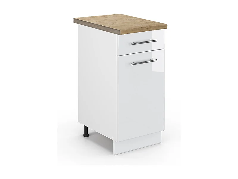 Meuble cuisine blanc haute brillance 40x60x82 fame-line