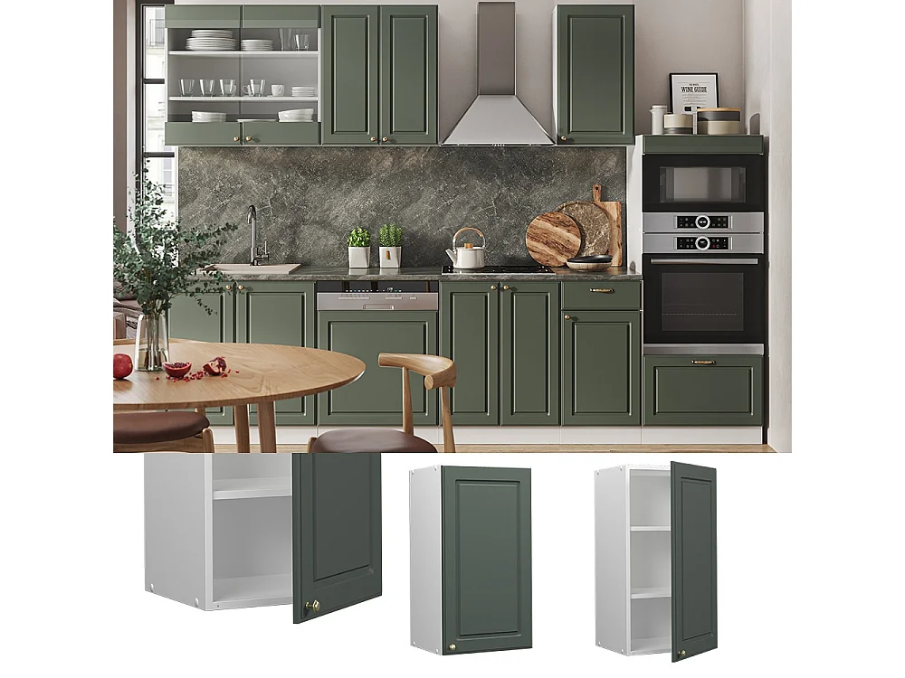 Wall cabinet green-gold country house 40x34.1x72 fame-line