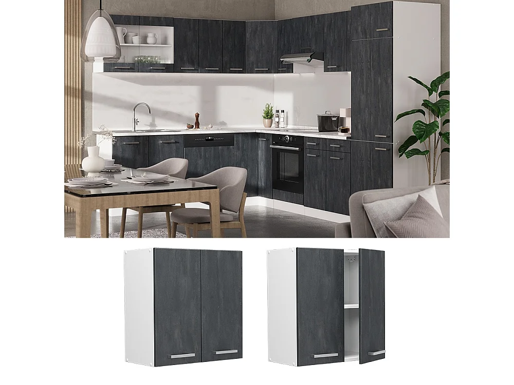 Wall cabinet black concrete 60x31x60 r-line