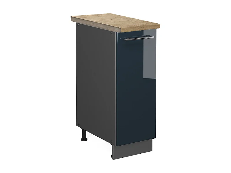 Meuble de cuisine bleu foncé brillant 30x60x82 fame-line