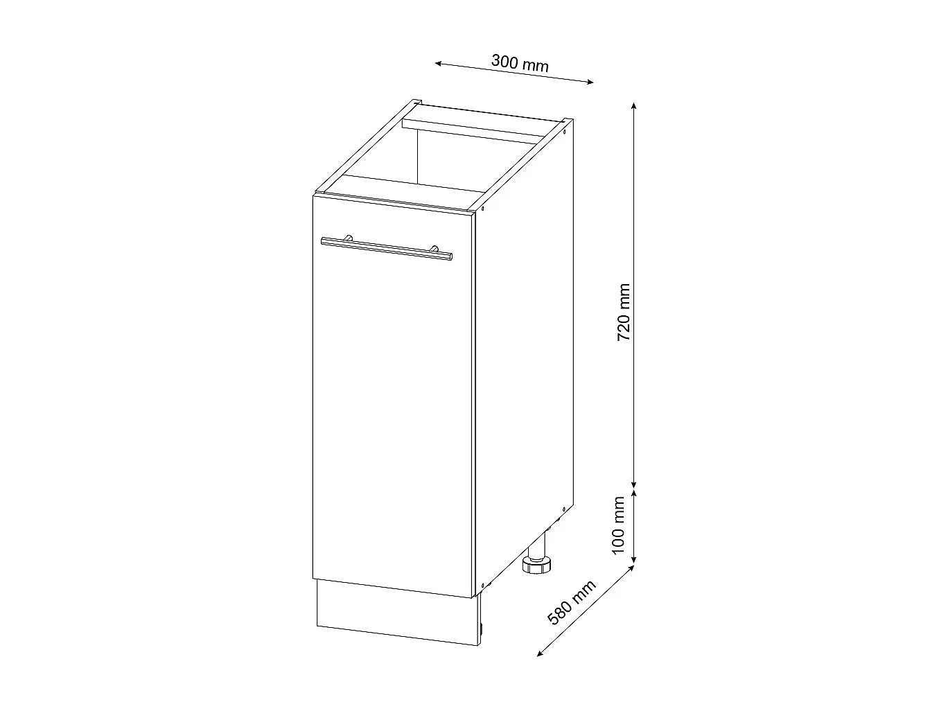 Meuble de cuisine anthracite haute brillance 30x60x82 fame-line